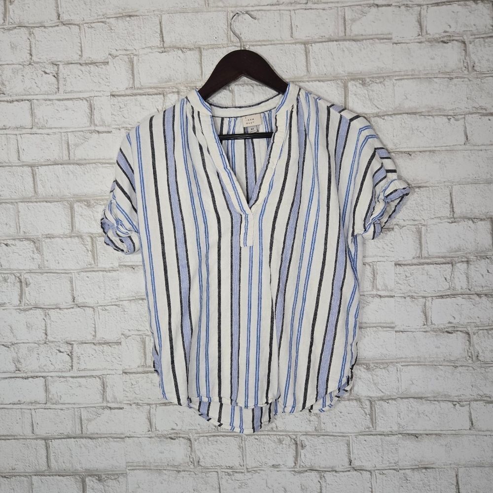 a new day linen blend stripe top